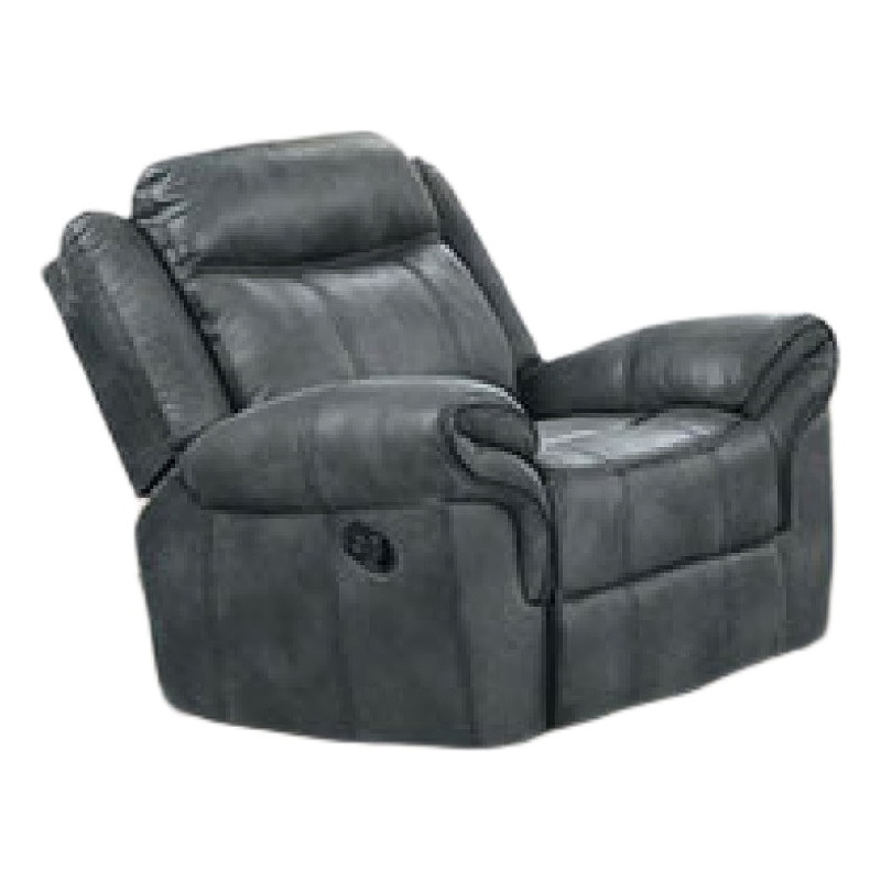 Arisa Manual Glider Recliner Chair w Wood Frame- Dark Gray Faux Leather