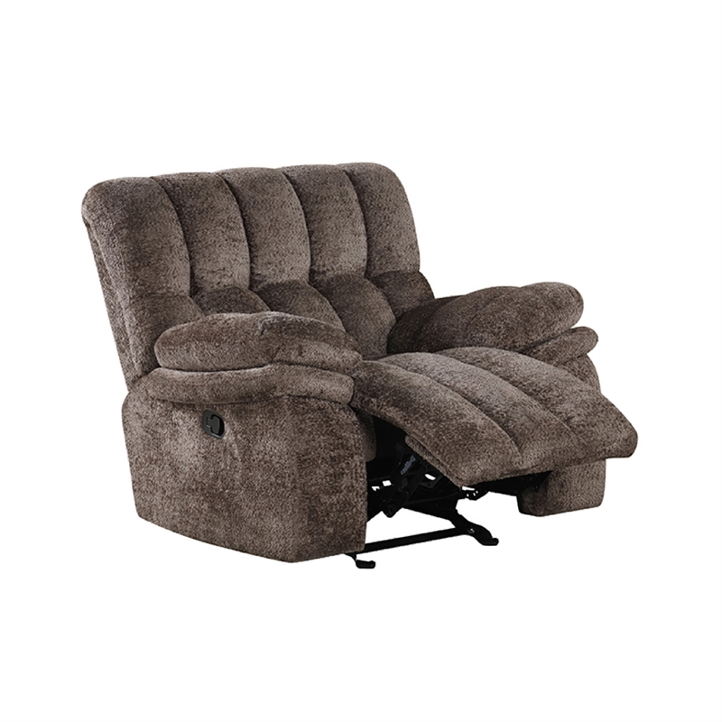 Heya Manual Glider Recliner Chair- Pillow Tufted Dark Brown