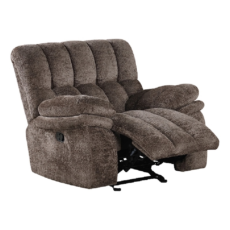 Heya Manual Glider Recliner Chair- Pillow Tufted Dark Brown