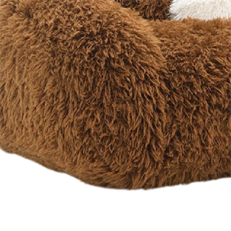 Dera Swivel Barrel Sofa Chair- White Pillow- Camel Brown Faux Fur