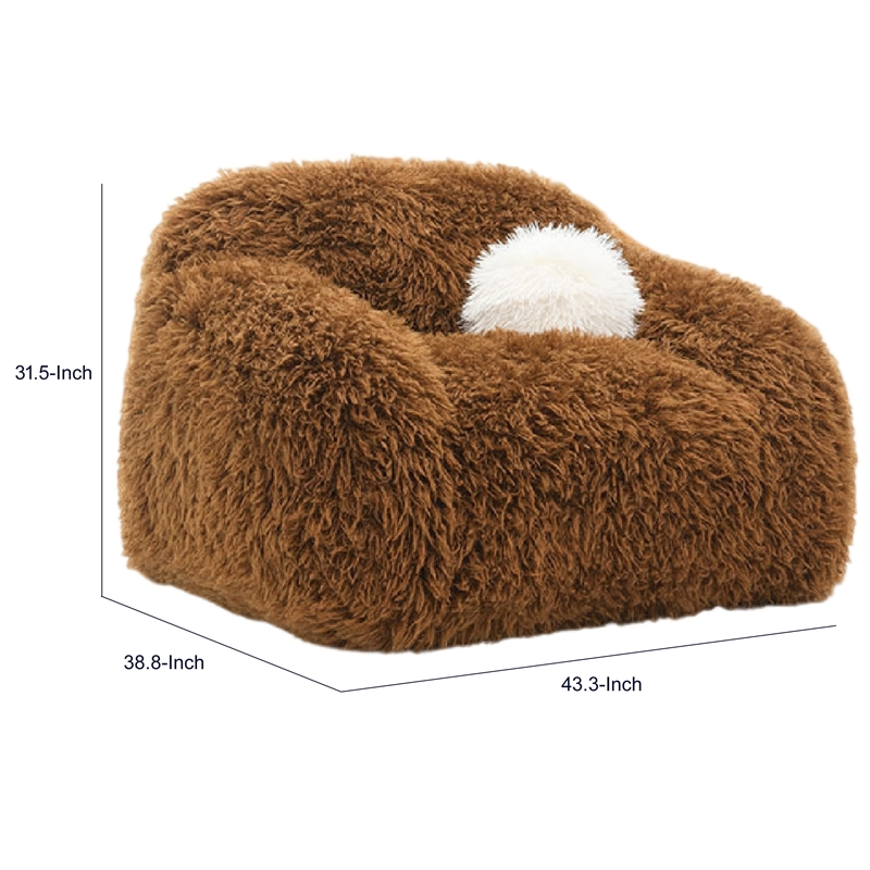 Dera Swivel Barrel Sofa Chair- White Pillow- Camel Brown Faux Fur