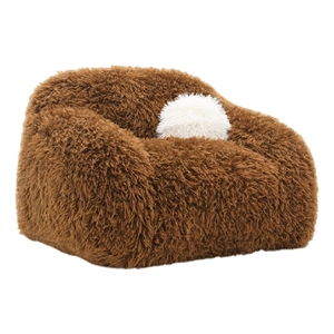 Dera Swivel Barrel Sofa Chair- White Pillow- Camel Brown Faux Fur