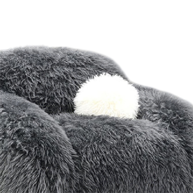 Dera Swivel Barrel Sofa Chair- White Pillow- Dark Gray Faux Fur