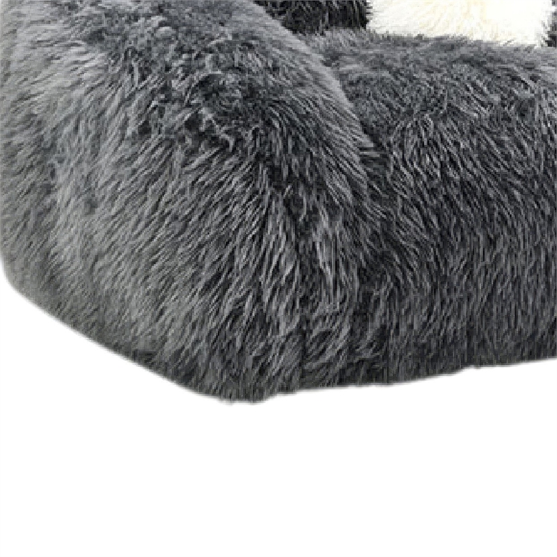 Dera Swivel Barrel Sofa Chair- White Pillow- Dark Gray Faux Fur