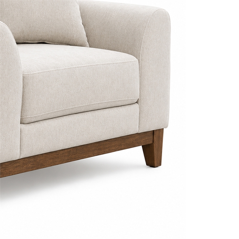 Wera Accent Sofa Chair with 1 Pillow- Light Gray Chenille- Brown Legs