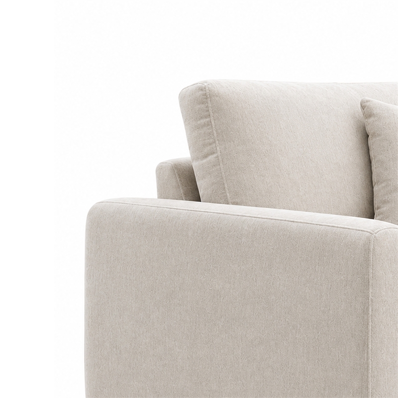 Wera Accent Sofa Chair with 1 Pillow- Light Gray Chenille- Brown Legs
