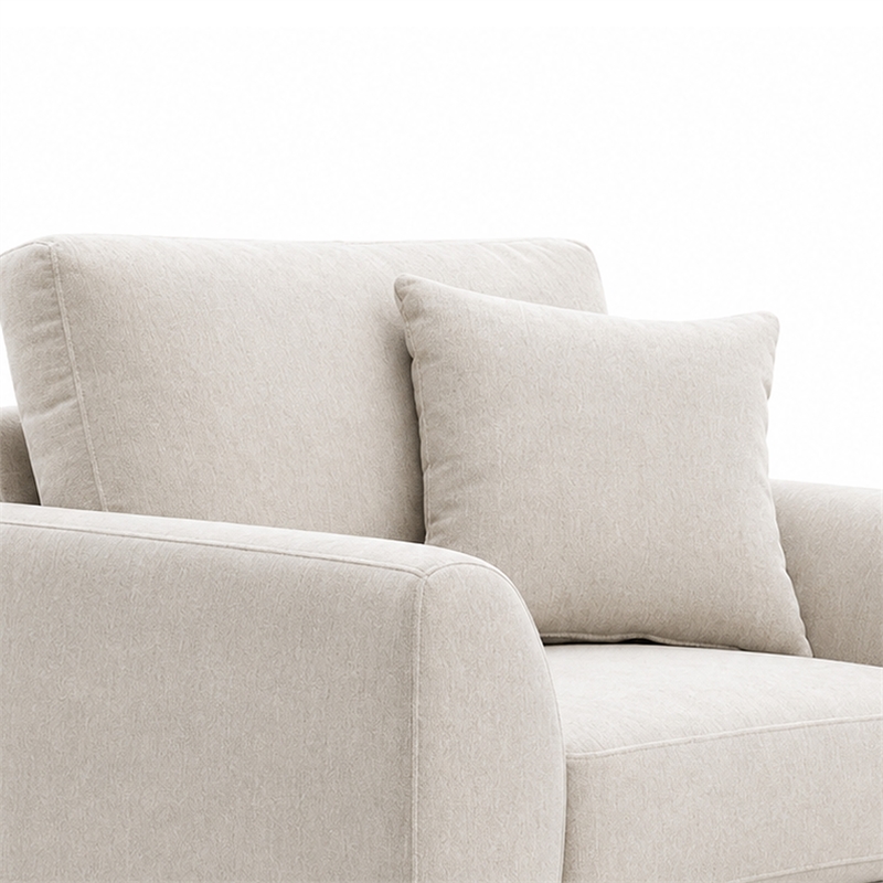 Wera Accent Sofa Chair with 1 Pillow- Light Gray Chenille- Brown Legs