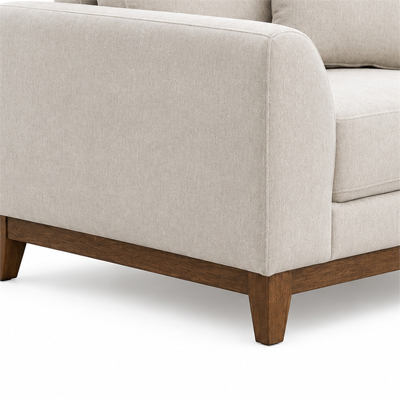 Wera Accent Sofa Chair with 1 Pillow- Light Gray Chenille- Brown Legs