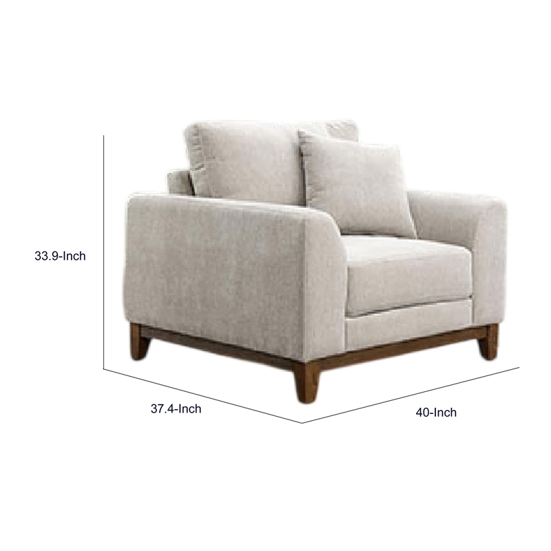 Wera Accent Sofa Chair with 1 Pillow- Light Gray Chenille- Brown Legs