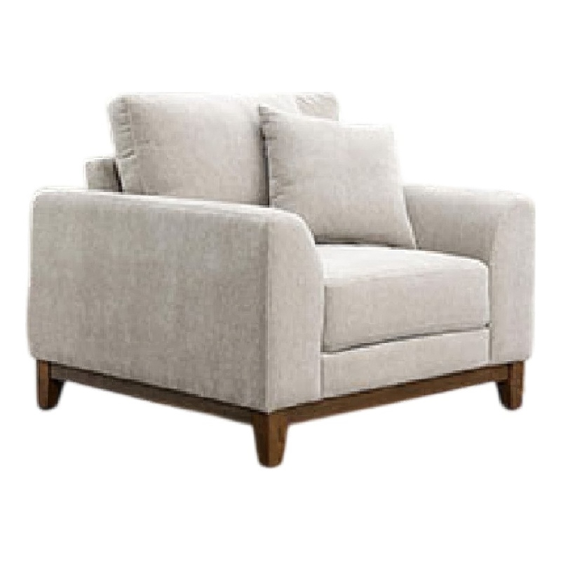 Wera Accent Sofa Chair with 1 Pillow- Light Gray Chenille- Brown Legs