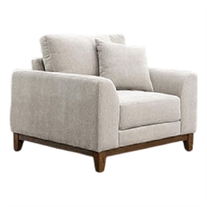 Wera Accent Sofa Chair with 1 Pillow- Light Gray Chenille- Brown Legs