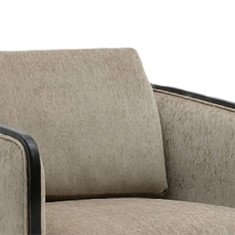 Cyra Swivel Accent Chair- Taupe Gray Chenille Foam Cushions- Barrel Back