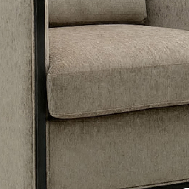 Cyra Swivel Accent Chair- Taupe Gray Chenille Foam Cushions- Barrel Back