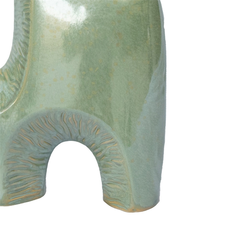 Decorative Vase- Dual Neck Sculptural Art- Sage Green Ceramic- 14 Inch