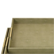Koi 3pc Nested Serving Tray Set- Faux Shagreen Texture- Sage Green Wood