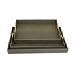 Koi 3pc Nested Serving Tray Set- Faux Shagreen Texture- Bronze Wood