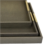 Koi 3pc Nested Serving Tray Set- Faux Shagreen Texture- Bronze Wood