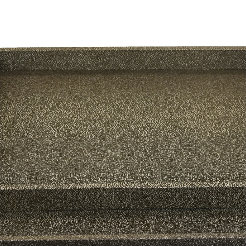 Koi 3pc Nested Serving Tray Set- Faux Shagreen Texture- Bronze Wood