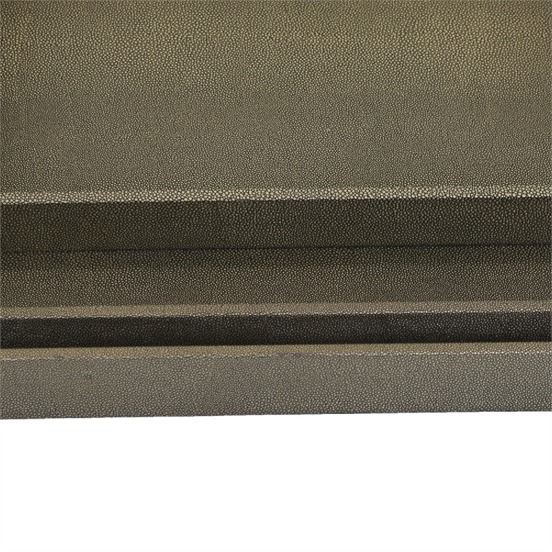 Koi 3pc Nested Serving Tray Set- Faux Shagreen Texture- Bronze Wood