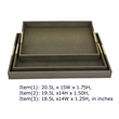 Koi 3pc Nested Serving Tray Set- Faux Shagreen Texture- Bronze Wood