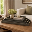 Koi 3pc Nested Serving Tray Set- Faux Shagreen Texture- Bronze Wood
