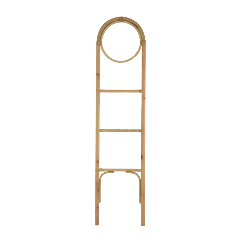 Kinu Decorative Ladder Rack with Round Top- Natural Brown Fiber- 72 Inch
