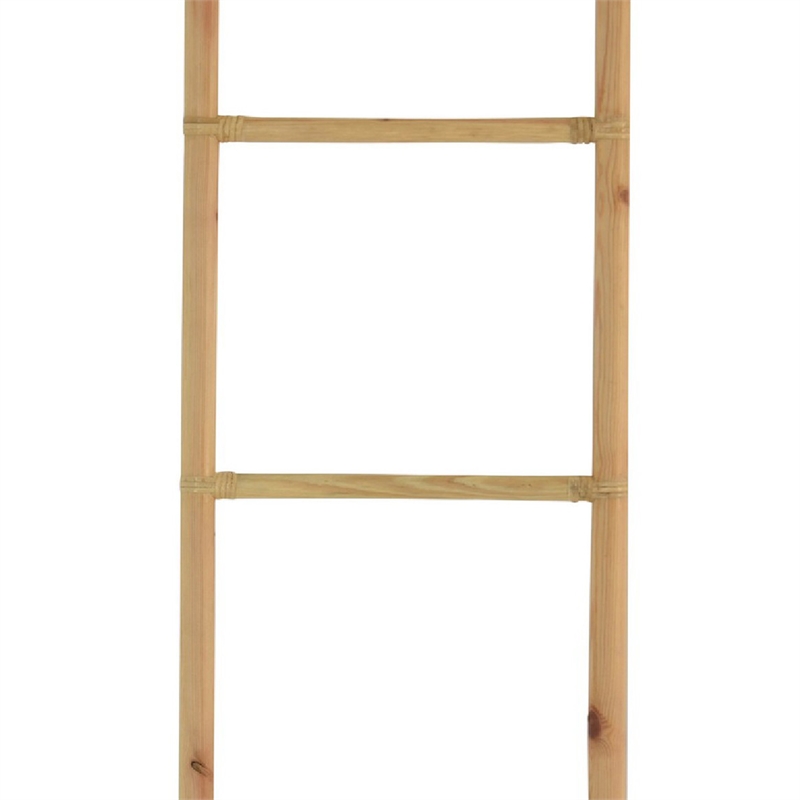 Kinu Decorative Ladder Rack with Round Top- Natural Brown Fiber- 72 Inch