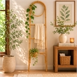Kinu Decorative Ladder Rack with Round Top- Natural Brown Fiber- 72 Inch