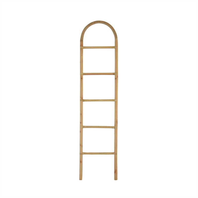 Kinu Decorative Ladder Rack with Arch Top- Natural Brown Wood- 72 Inch