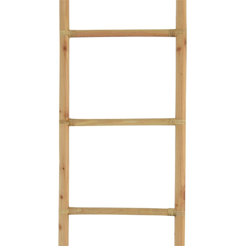 Kinu Decorative Ladder Rack with Arch Top- Natural Brown Wood- 72 Inch