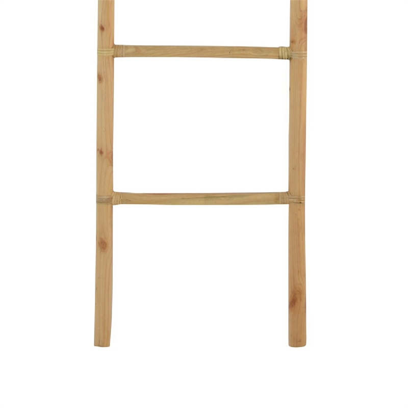 Kinu Decorative Ladder Rack with Arch Top- Natural Brown Wood- 72 Inch