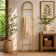 Kinu Decorative Ladder Rack with Arch Top- Natural Brown Wood- 72 Inch