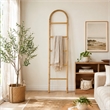 Kinu Decorative Ladder Rack with Arch Top- Natural Brown Wood- 72 Inch