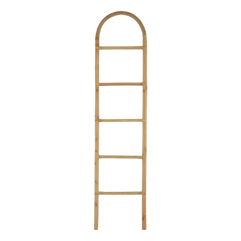 Kinu Decorative Ladder Rack with Arch Top- Natural Brown Wood- 72 Inch