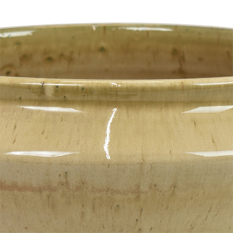 Decorative Serving Bowl- 2 Tone Rustic Brown Glazed Ceramic- 11 Inch
