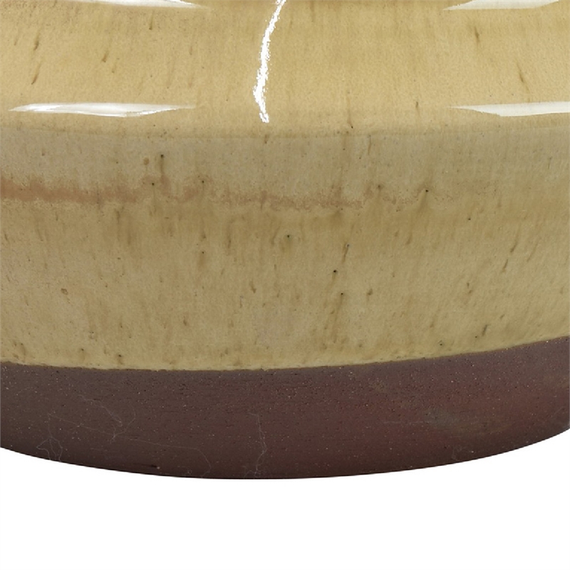Decorative Serving Bowl- 2 Tone Rustic Brown Glazed Ceramic- 11 Inch