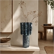 Asmi Decorative Vase- 2-Tier Design- Ribbed Brown and Gray Ceramic 14 Inch