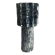Asmi Decorative Vase- 2-Tier Design- Ribbed Brown and Gray Ceramic 14 Inch