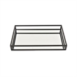 Shaya Rectangular Tray- Gallery Frame w Rails- Glass- Black Metal 16 Inch