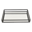 Shaya Rectangular Tray- Gallery Frame w Rails- Glass- Black Metal 16 Inch