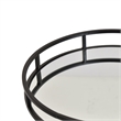 Shaya Round Tray- Gallery Frame w Rails- Glass- Black Metal 15 Inch