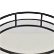Shaya Round Tray- Gallery Frame w Rails- Glass- Black Metal 15 Inch