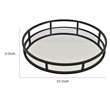 Shaya Round Tray- Gallery Frame w Rails- Glass- Black Metal 15 Inch