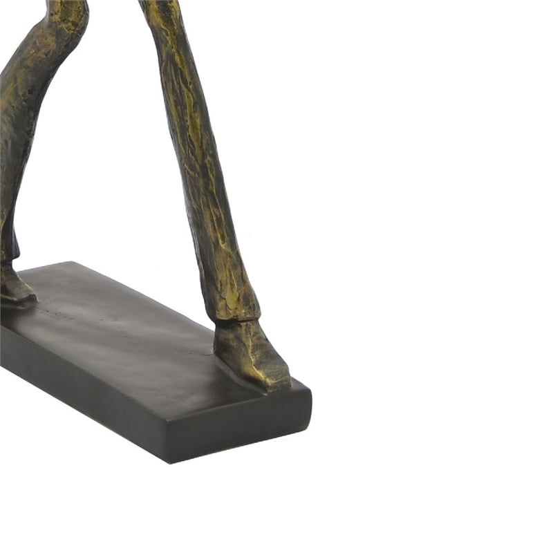 Decorative Sculpture- Trombone Player- Vintage Antique Gold Resin 20 Inch