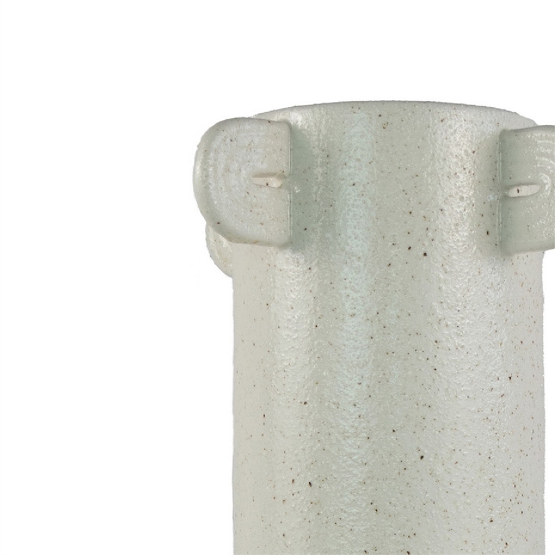 Dere Capsule Vase- Lug Handles- Pedestal- Matte White Ceramic 16 Inch