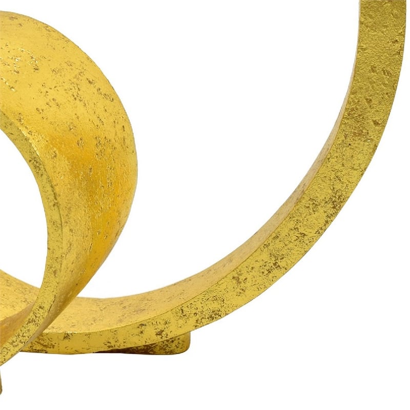 Tabletop Decor- Abstract Loop Sculpture- Textured Gold Resin 13 Inch