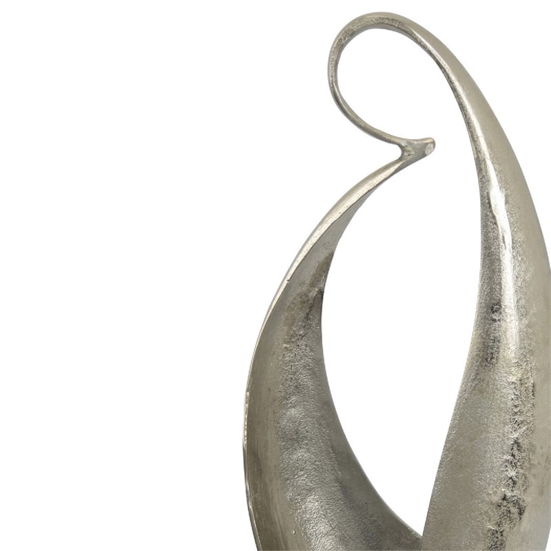 Dora Decorative Abstract Sculpture- Black Base- Silver Metal 24 Inch
