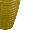 Decorative Vase with Sculpted Curved Rim- Yellow Ribbed Ceramic 20 Inch