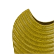 Decorative Vase with Sculpted Curved Rim- Yellow Ribbed Ceramic 20 Inch