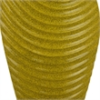 Decorative Vase with Sculpted Curved Rim- Yellow Ribbed Ceramic 20 Inch